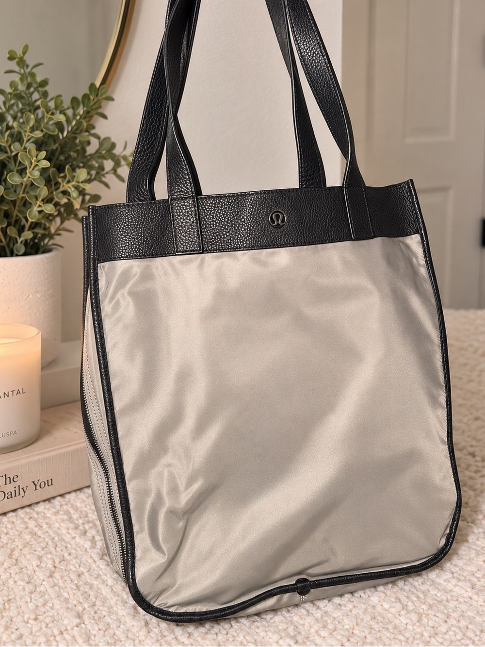lululemon athletica Silver and Black Two-Tone Tote